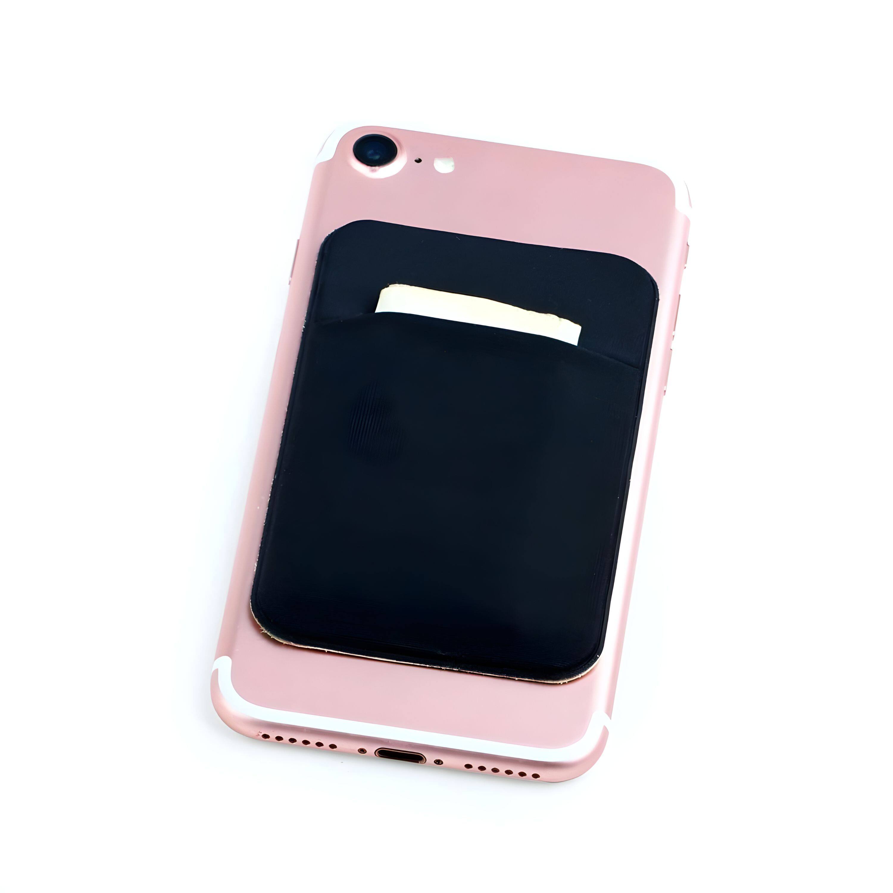 Angle. Kitcheniva - Universal Adhesive Pocket Stick-On Wallet For Cell Phone Black - Black.