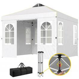 Outsunny - x 9.6 ft Pop Up Canopy Tent with Sidewalls, One Push Setup