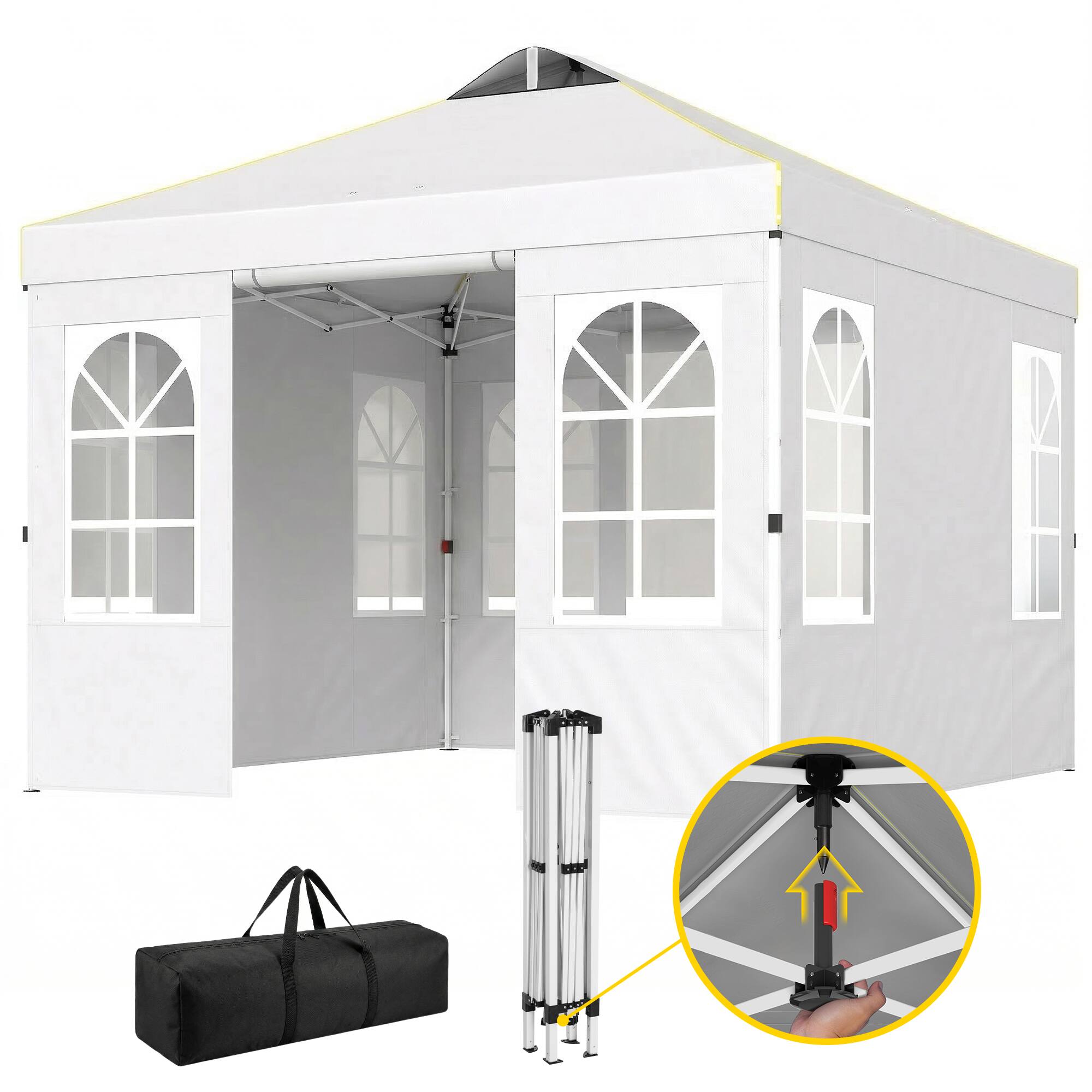 Outsunny - x 9.6 ft Pop Up Canopy Tent with Sidewalls, One Push Setup