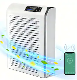 Teendow - Air Purifier for Home Large Room up to 2200 Sq.ft, H13 HEPA Filter with PM2.5 Display, Timer, Sleep Mode - White
