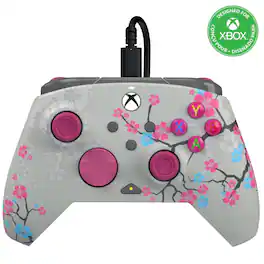 HM 1810 - Gaming Rematch Glow Enhanced Wired Controller: Licensed Gamepad For Series X| One Windows Pc Mappable Buttons - Cherry Blossom (Glow in the Dark) Controller