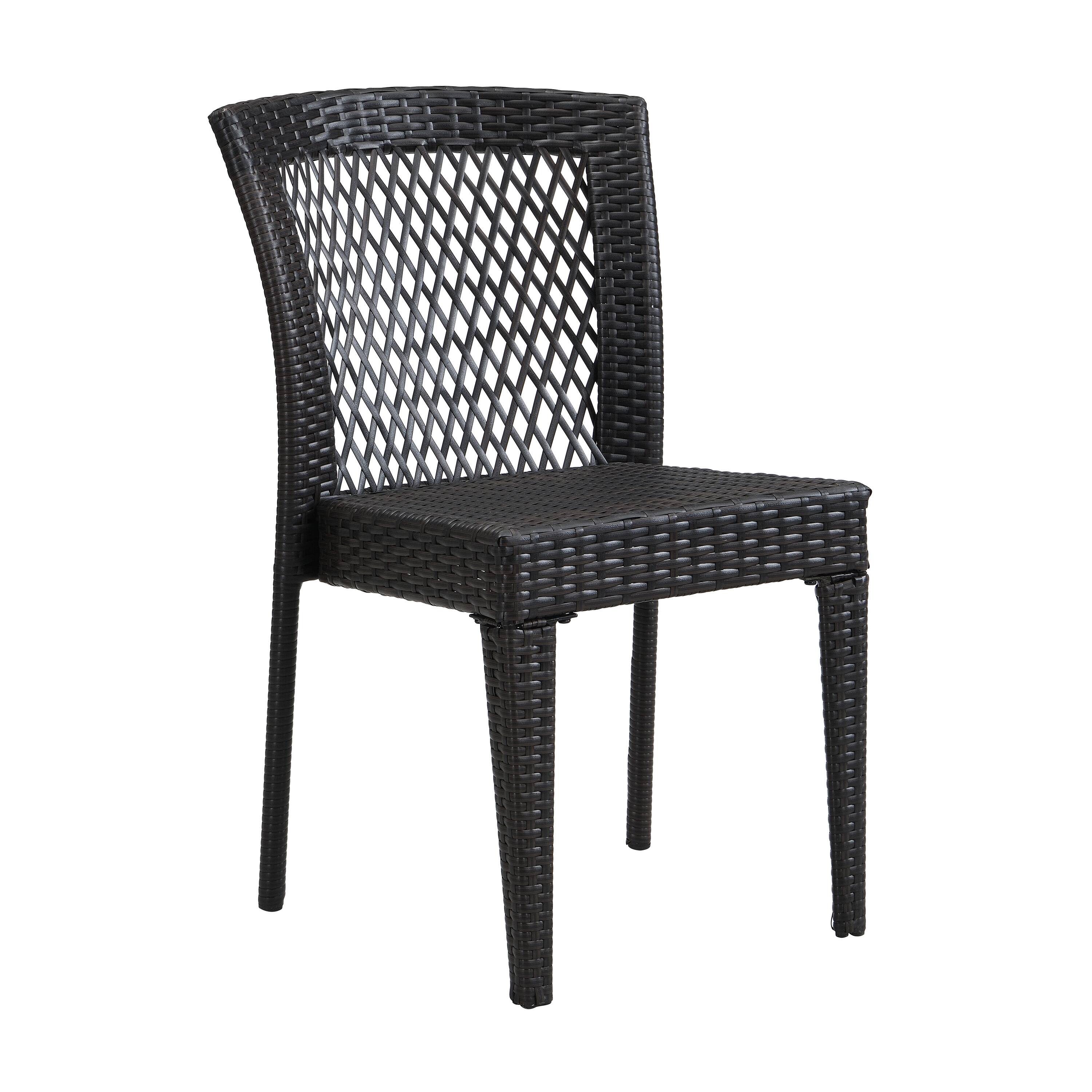 Alt View 1. Mondawe - Set of 2 Outdoor PE Rattan Stackable Dining Chairs - Brown.