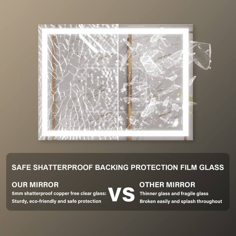 SAFE SHATTERPROOF BACKING PROTECTION FILM GLASS

OUR MIRROR
5mm shatterproof copper free clear glass:
Sturdy, eco-friendly and safe protection

VS

OTHER MIRROR
Thinner glass and fragile glass
Broken easily and splash throughout
