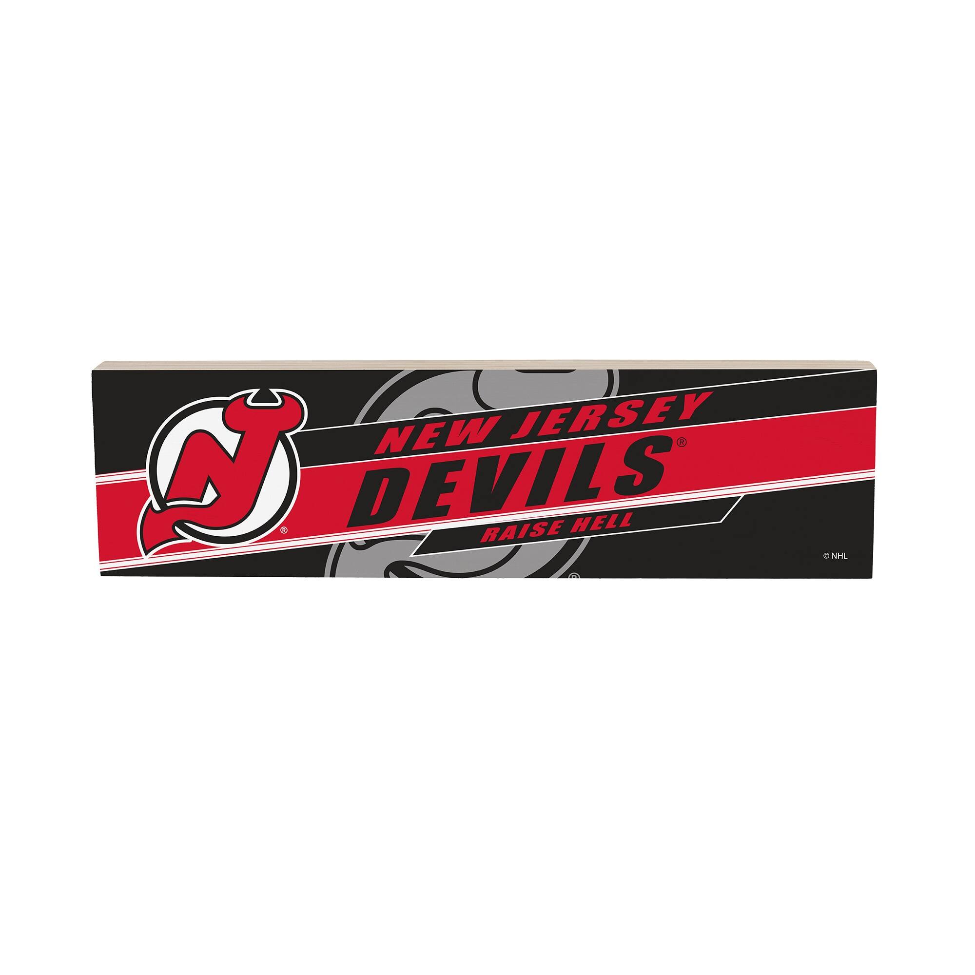 New Jersey Devils 5" x 18" Shadow Logo Wood Mantle Sign