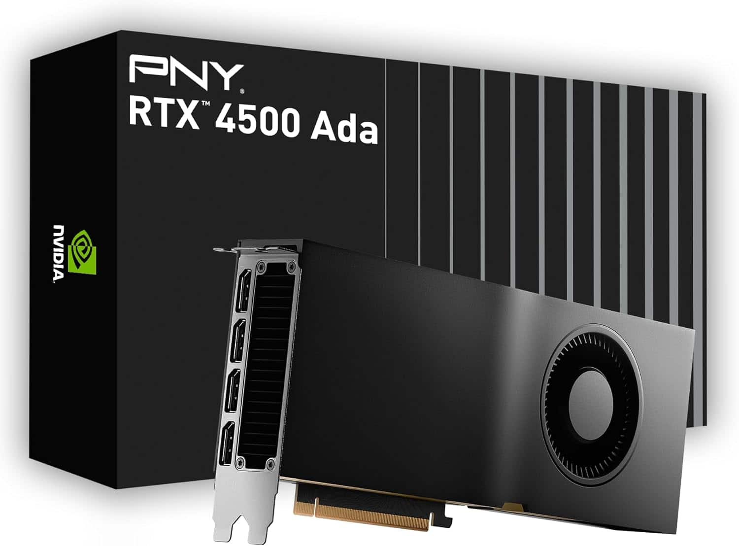 PNY - VCNRTX4500ADA-PB NVIDIA RTX 4500 Ada Generation 24GB GDDR6 PCI Express 4.0 Dual Slot 4X DisplayPort, 8K Support