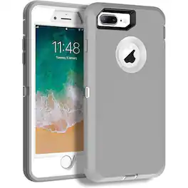 Entronix - Heavy Duty Triple-Layer Case for iPhone 8 Plus and 7 Plus - Gray