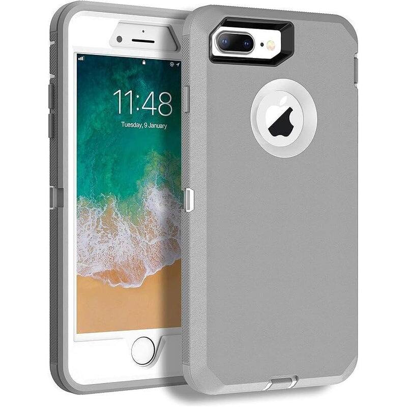 Entronix - Heavy Duty Triple-Layer Case for iPhone 8 Plus and 7 Plus - Gray
