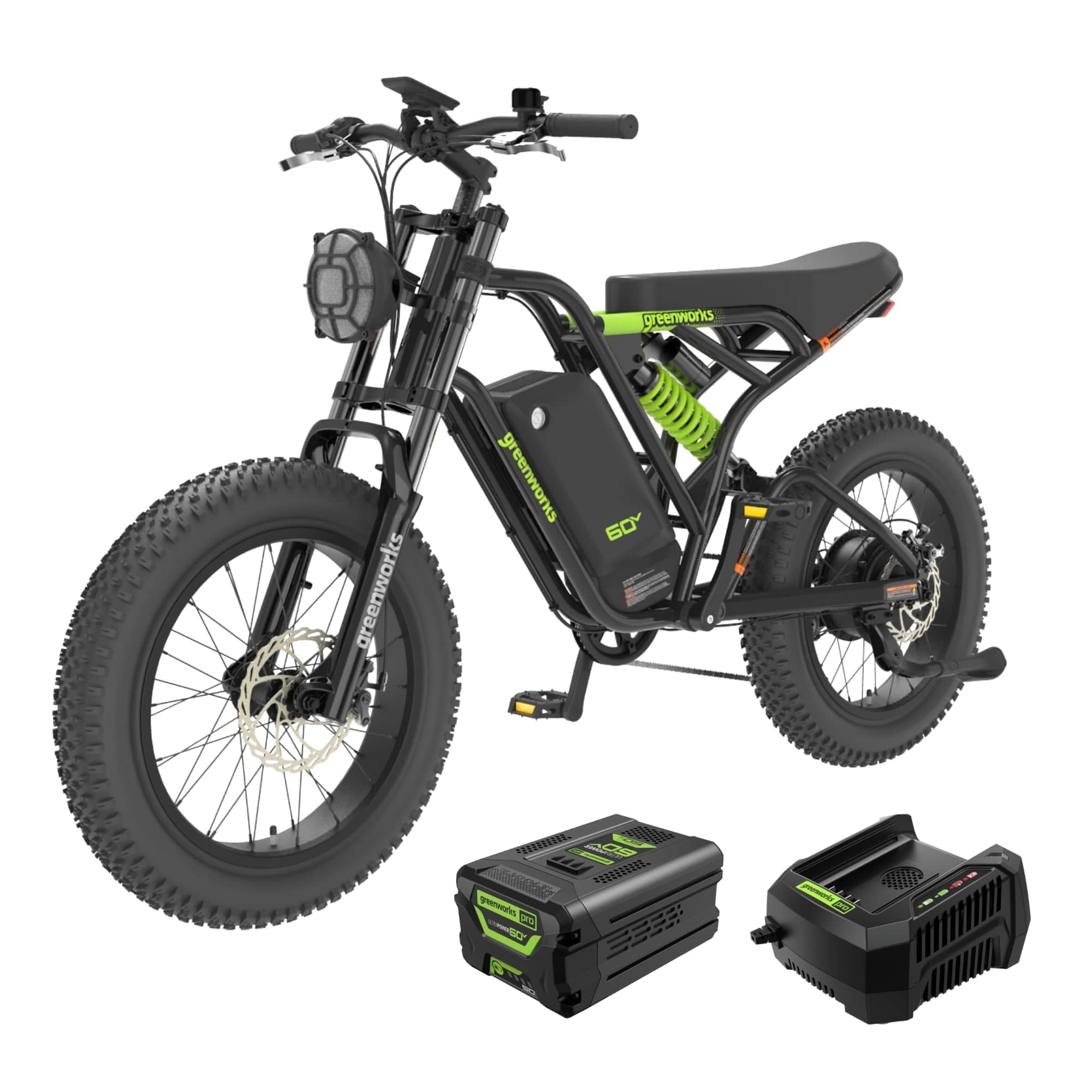 "Greenworks - 60V Electric Dirty Bike for Adults, 20"" Fat Tire with 750W Motor Max 20MPH - Green" price history on PriceWatchPro