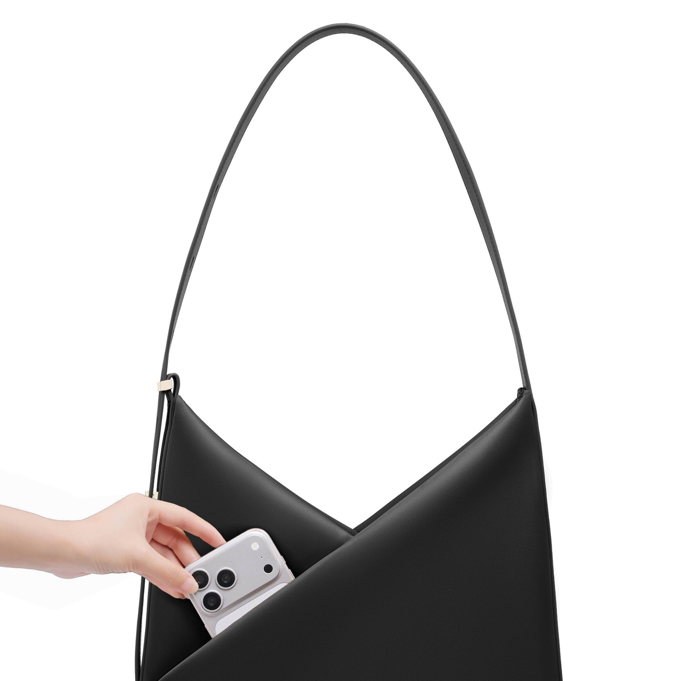 Alt View 9. Lux & Nyx - Lux & Nyx - Origami 15" Laptop Hobo Bag - Convertible Shoulder Bag - Black.