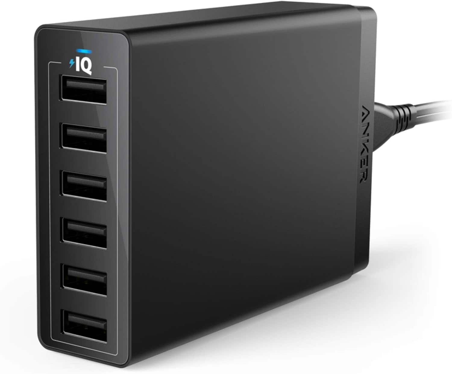 Anker - Charger, 60W 6 Port USB Charging Station - Black