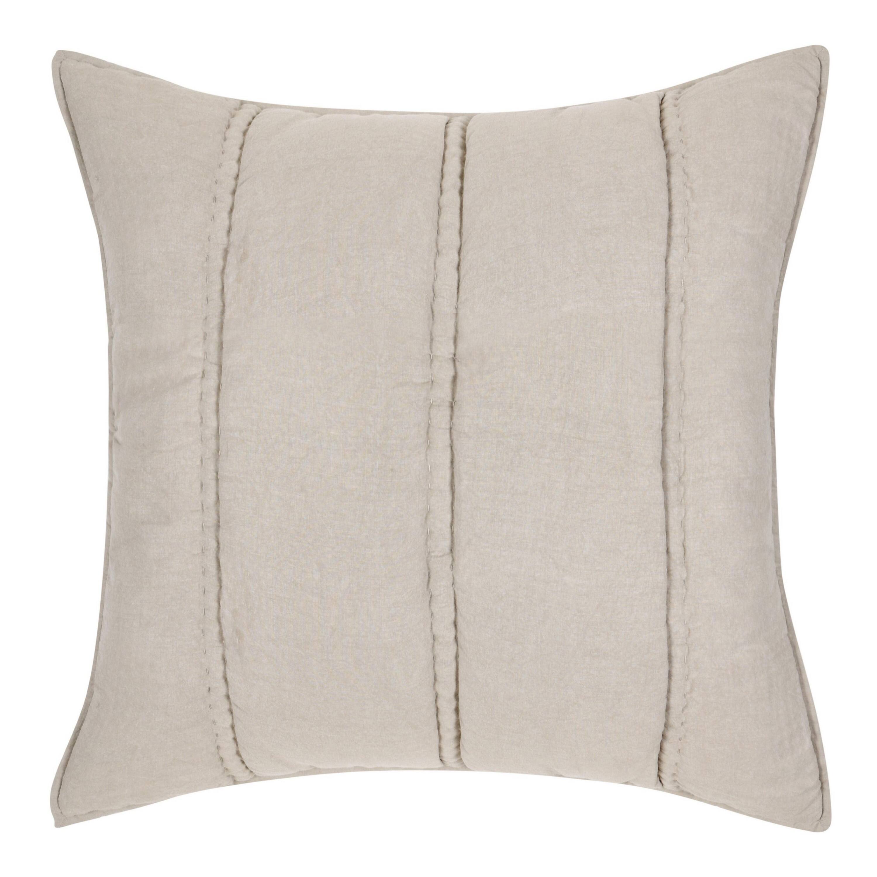 Front. Manhattan Lane - Rawi Square Euro Pillow Sham, 26 Inch  Channel Ramie and Cotton - Beige.