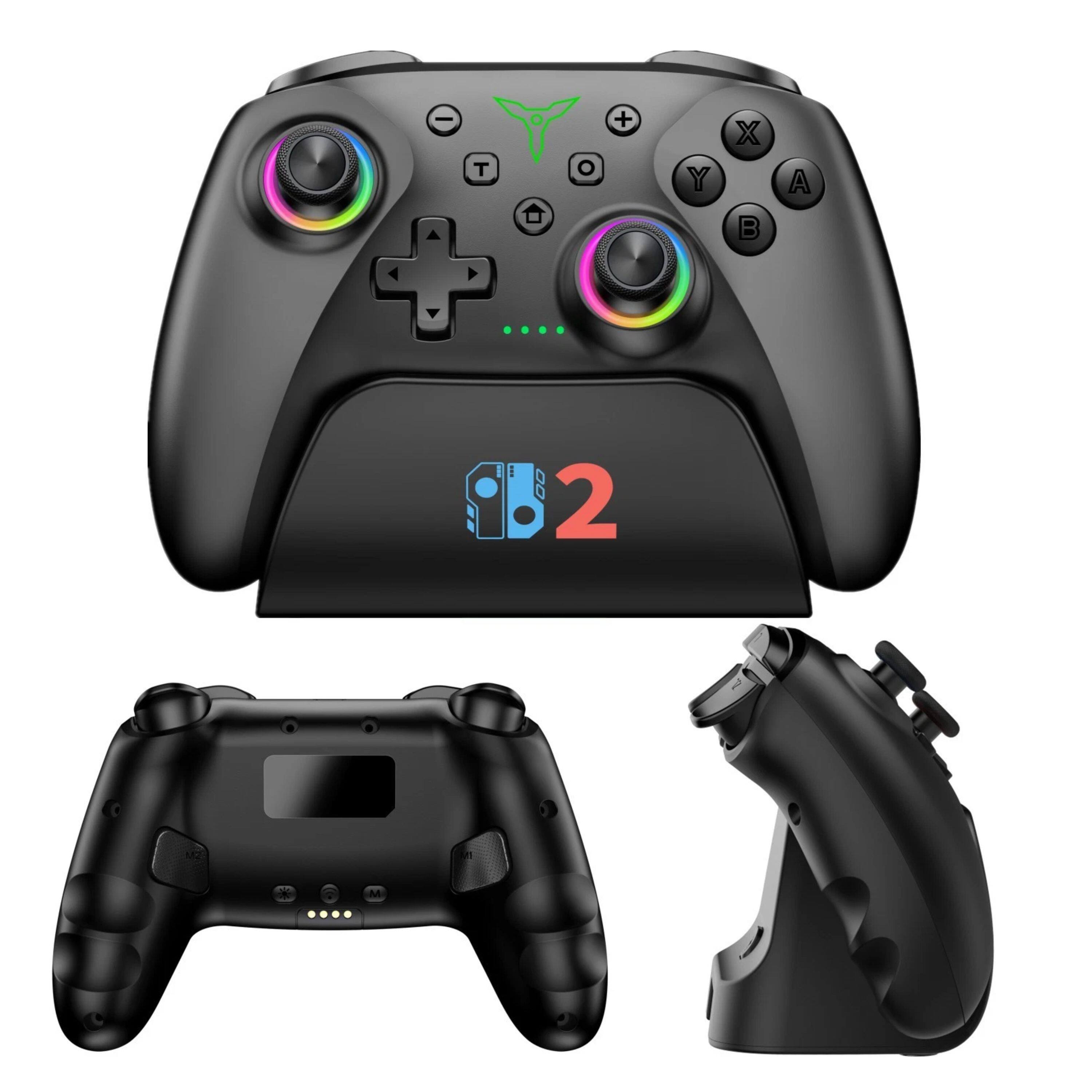 Angle. Kitcheniva - Wireless Controller With Charging Dock For Nintendo Switch 2/Switch/OLED/Lite Black - Black.