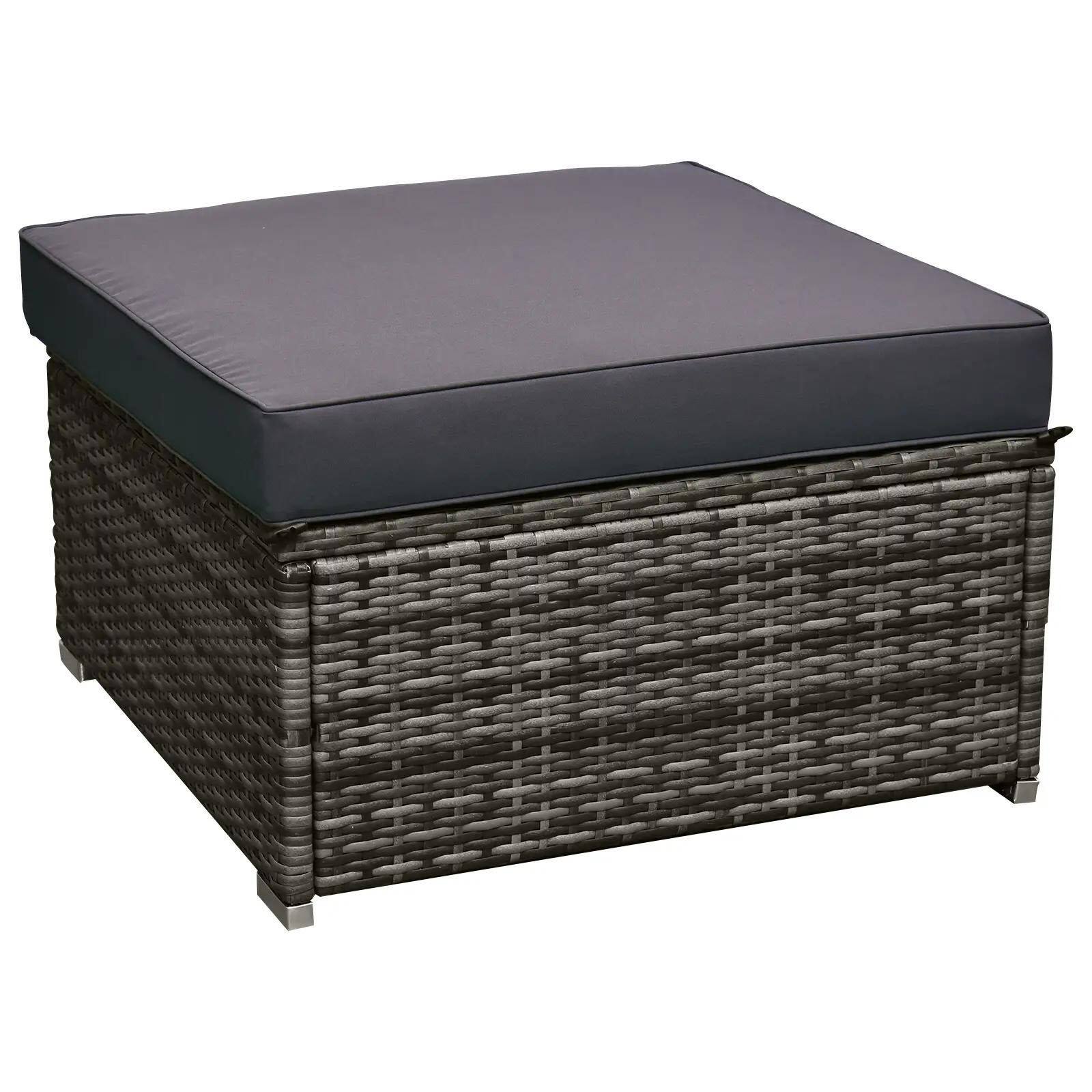 Alt View 4. Spaco - Spaco 6 Piece Patio Furniture Set, Ottoman, Cushions and Glass Table - Grey.