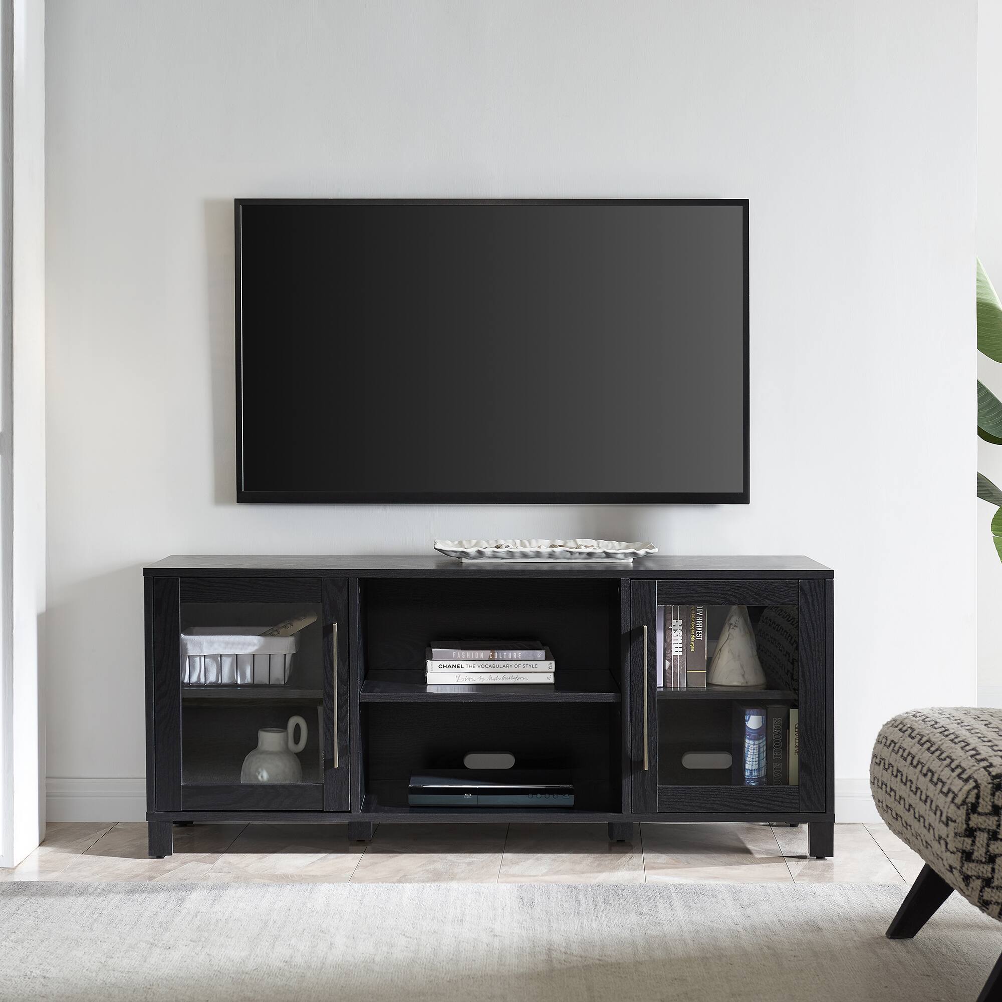 Alt View 35. Hudson&Canal - Quincy TV Stand for Most TVs up to 65" - Black Grain.