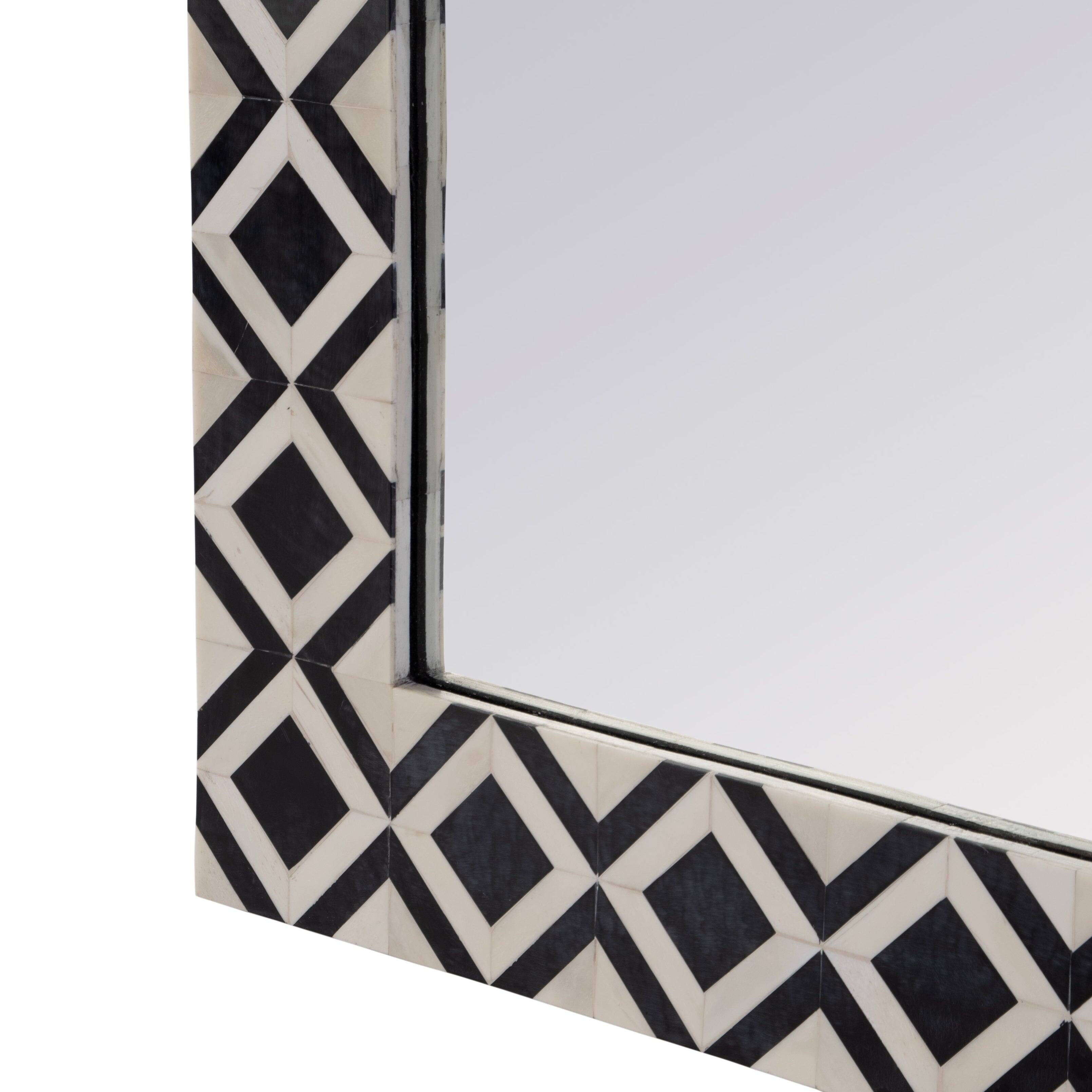 Alt View 2. Butler Specialty - Verona 24 in. W x 36" H Rectangular Bone-Inlay Wall Mirror, Black, White - Black,White.