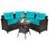 Front. Costway - 4PCS Outdoor Patio Rattan Furniture Set Cushioned Sofa Table - Dark Brown/Turquoise.