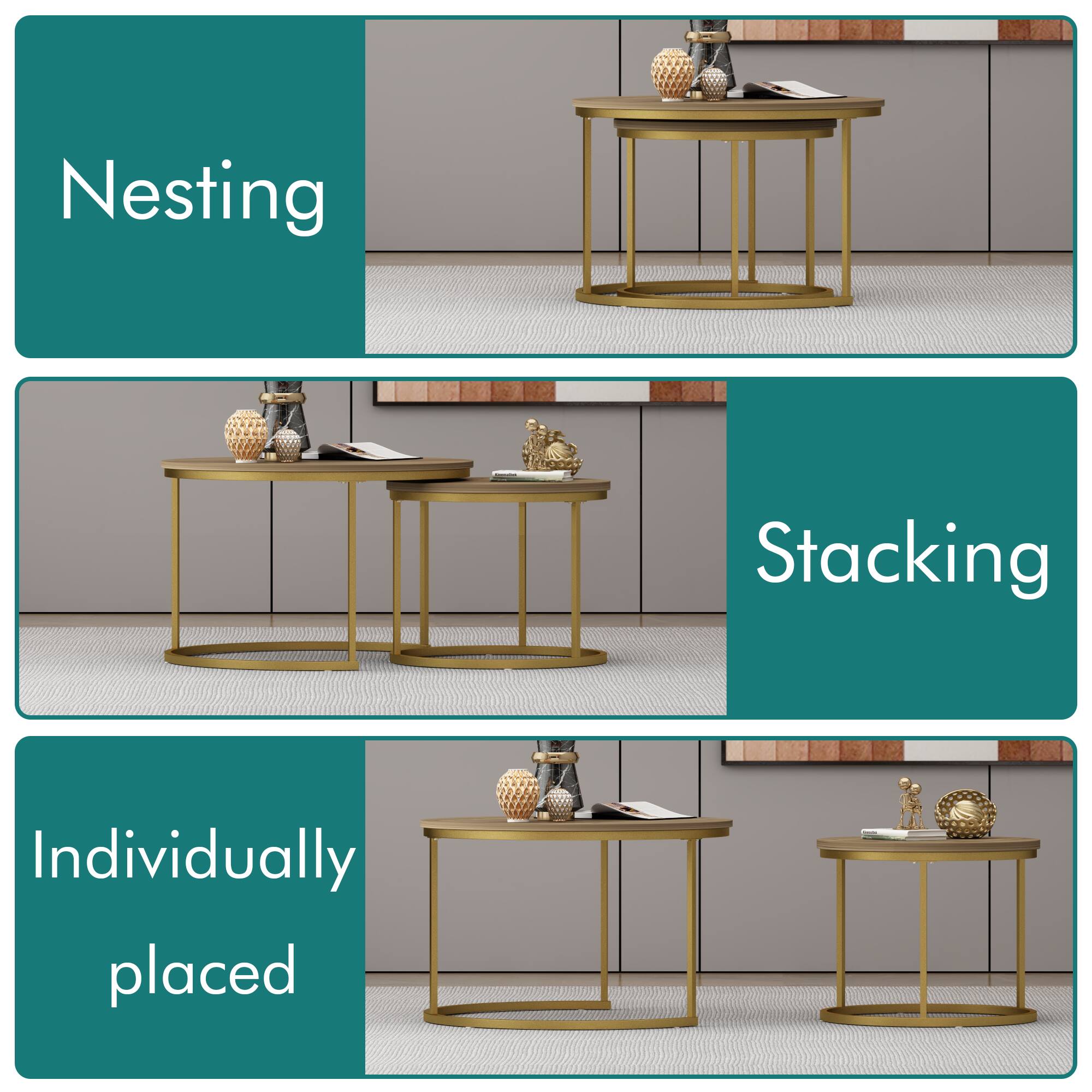 Nesting  
Stacking  
Individually placed