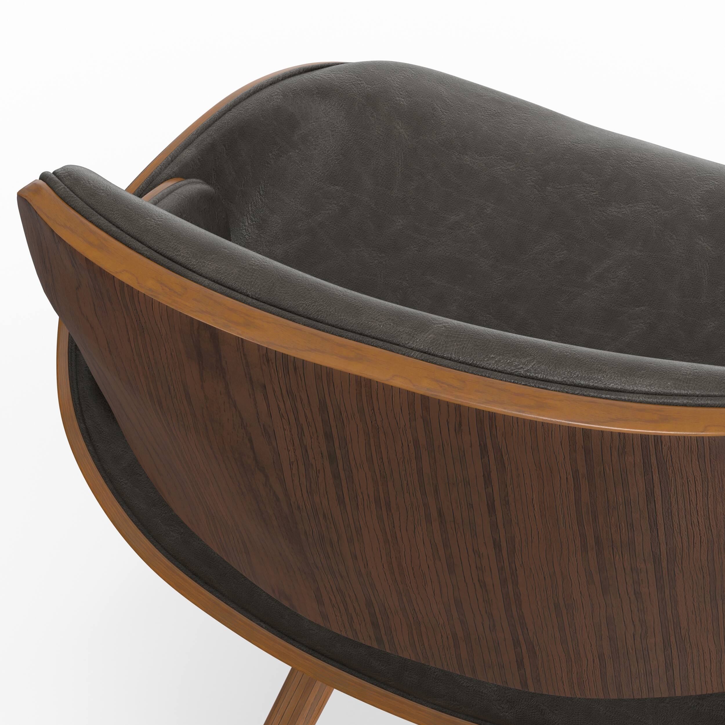 Alt View 6. Simpli Home - Malden Bentwood Dining Chair with Wood Back in Distressed Brown Vegan Faux Leather - Distressed Brown.