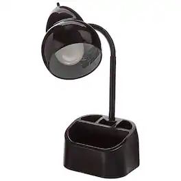 Globe Electric - LED Integrated Goose Neck Desk Lamp with USB Port and Organizer - Black