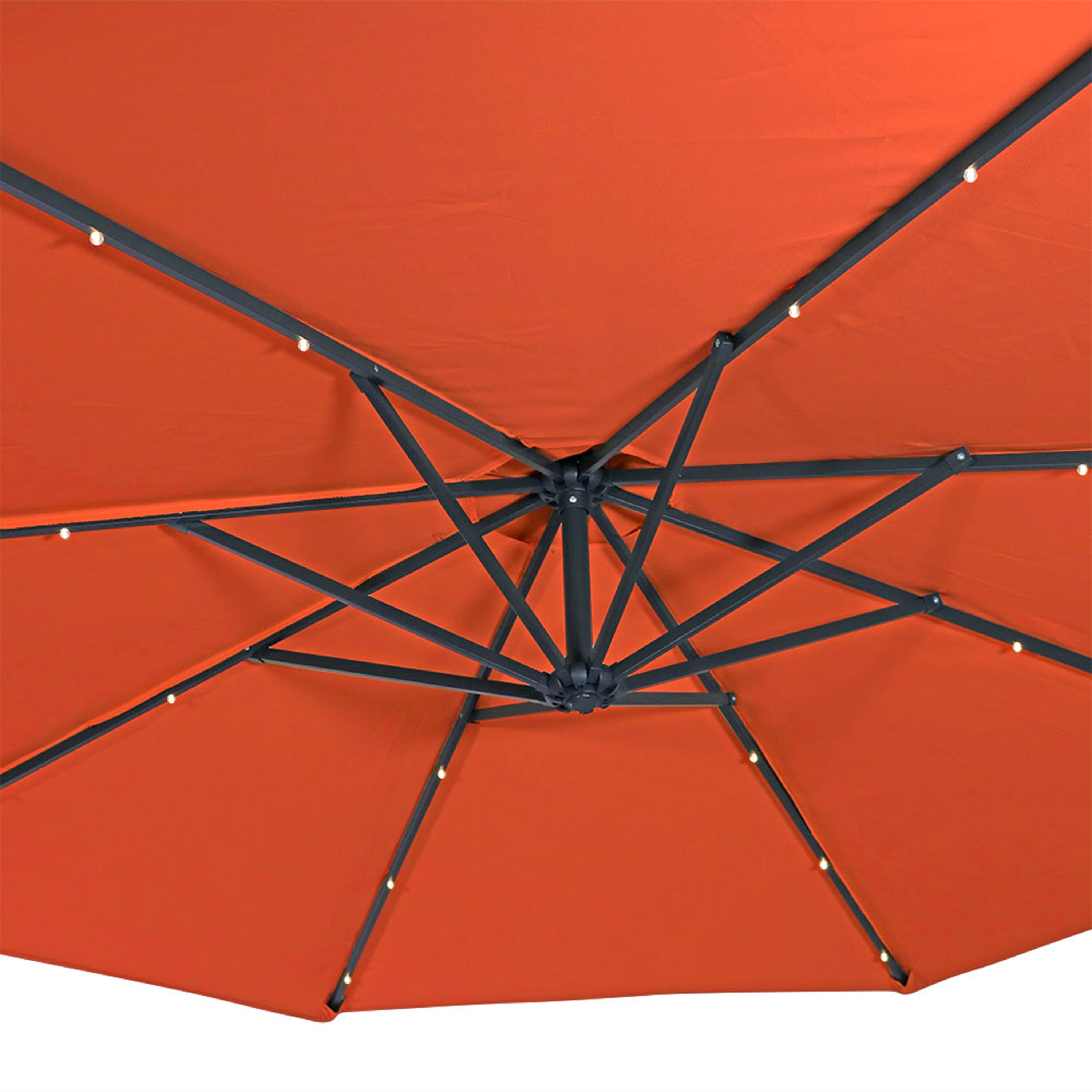 Alt View 9. Sunnydaze - 10 ft Solar Offset Steel Patio Umbrella with Crank - Burnt Orange.