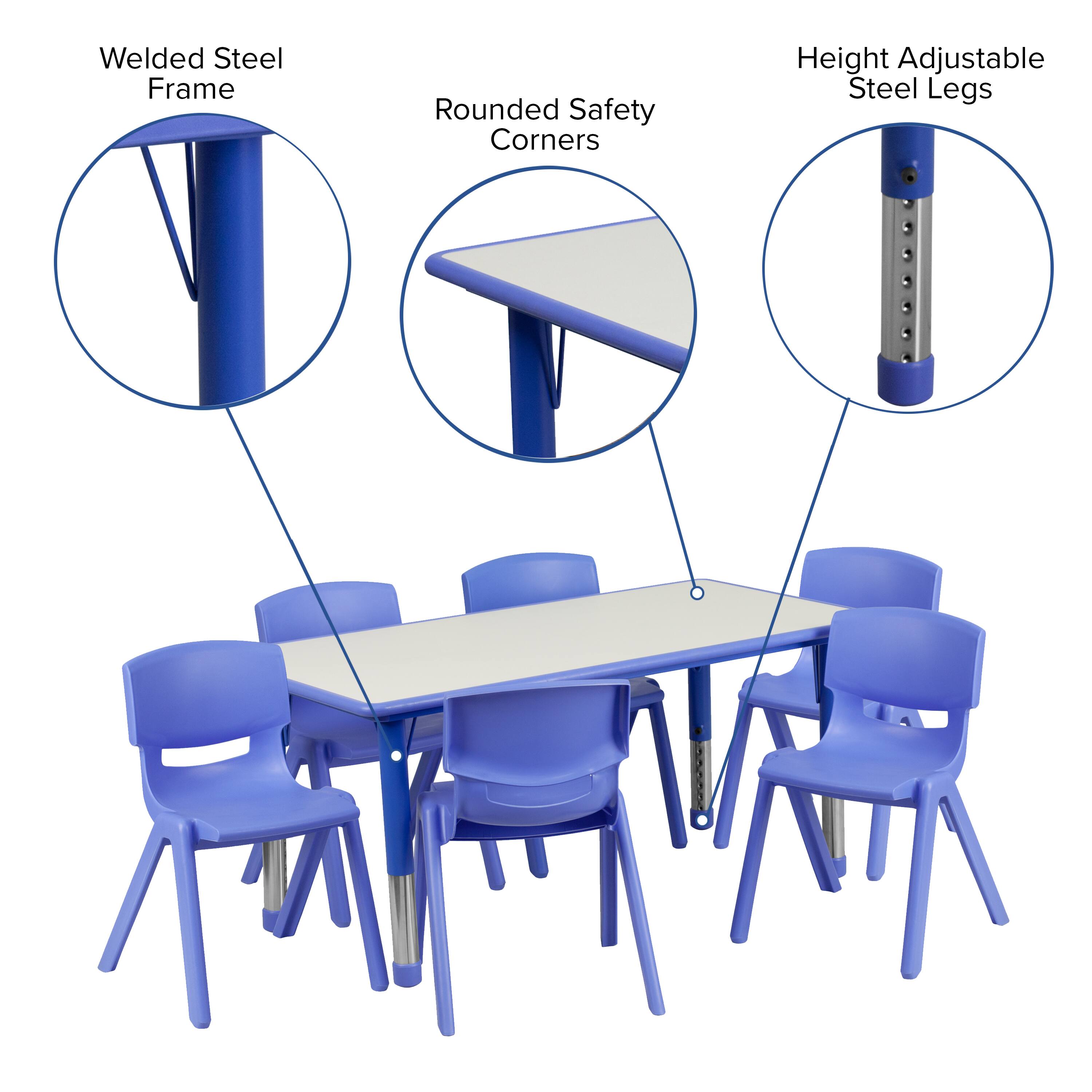 Welded Steel Frame  
Rounded Safety Corners  
Height Adjustable Steel Legs