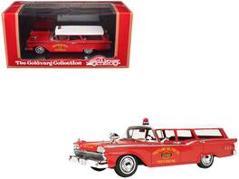 1959 Ford Country Squire "Fruitland, MD Fire Chief" Red with White Top Limited Edition 1/43 Model by Goldvarg Collection