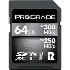 PRO GRADE
64 GB
R: 300 MB/s
W: 250 MB/s
SD™ V90 XC II
