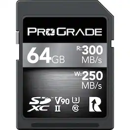Prograde Digital - 64GB SDXC UHS-II U3 Class 10 V90 Cobalt Memory Card