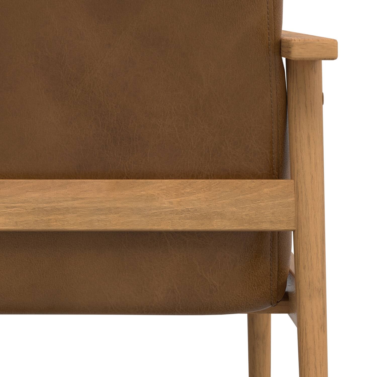 Alt View 2. Simpli Home - Paloma 22 inch Wide Contemporary Accent Chair in Caramel Brown Genuine Leather - Caramel Brown.