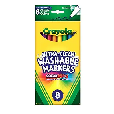 Crayola Ultra-Clean Washable Markers Color Max
Our Brightest Colors Yet
8 Classic Colors
Fine Line
8