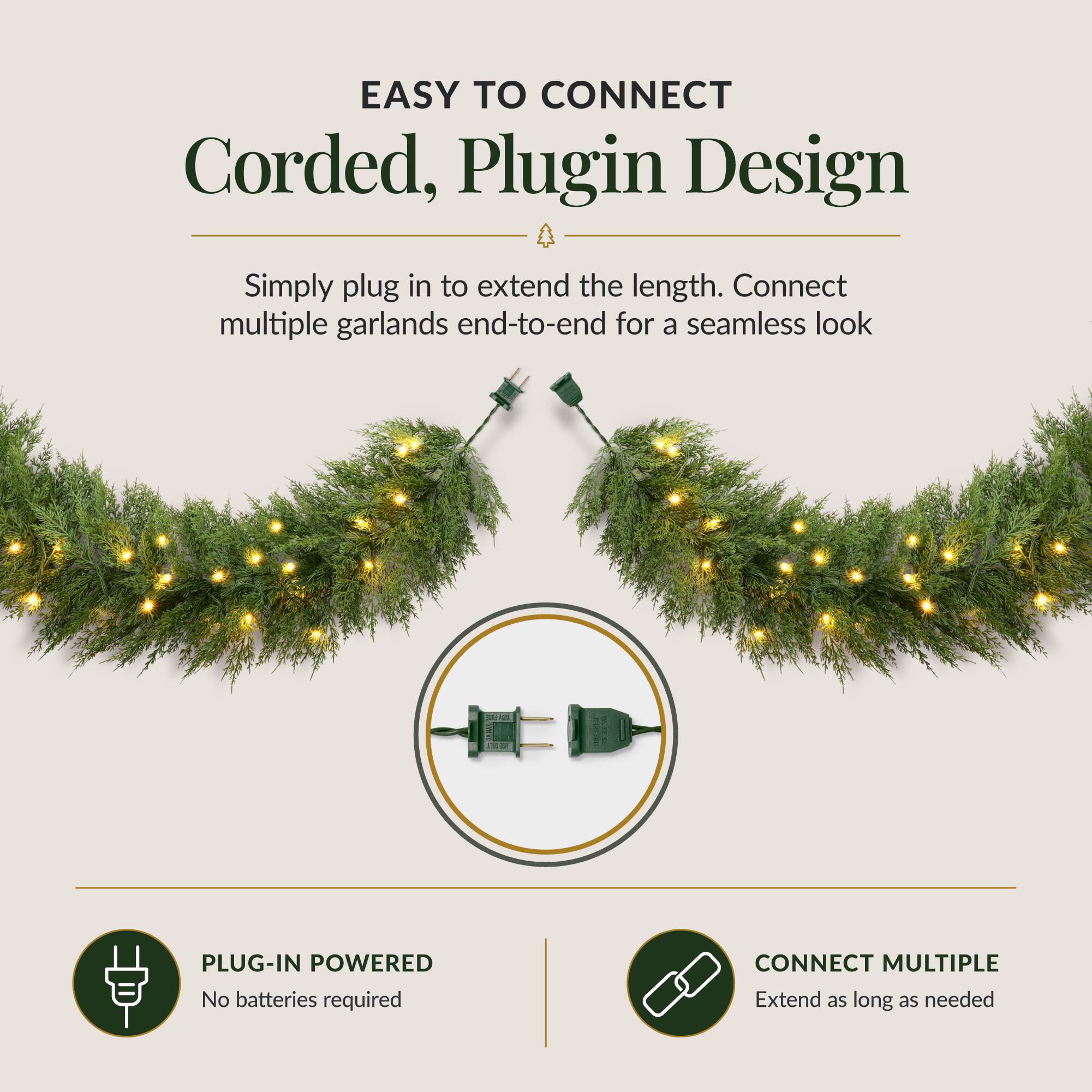 Best Choice Products Pre Lit Cedar Cypress Christmas Garland w/ 50 LEDs ...