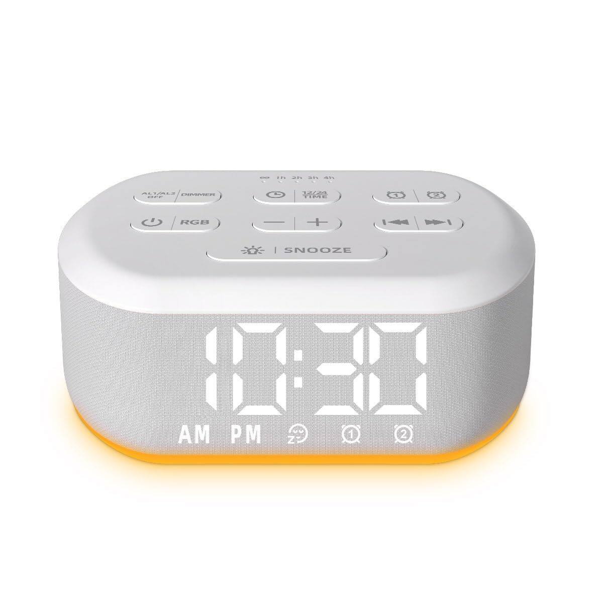Dazzed Corner - Digital Alarm Clock,Night Light Plug in Desk Clock - White