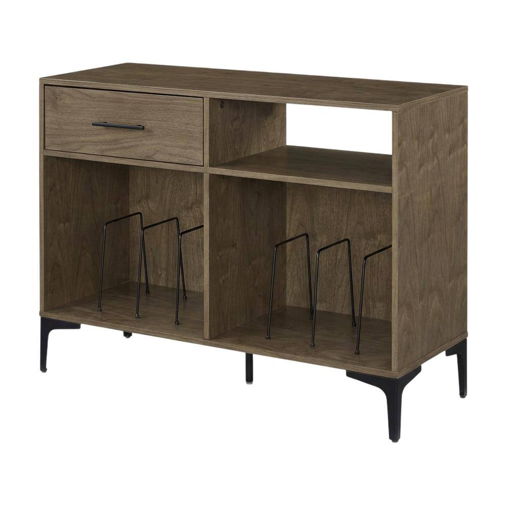 Front. Crosley Furniture - Sydney Record Storage Media Console - Walnut.