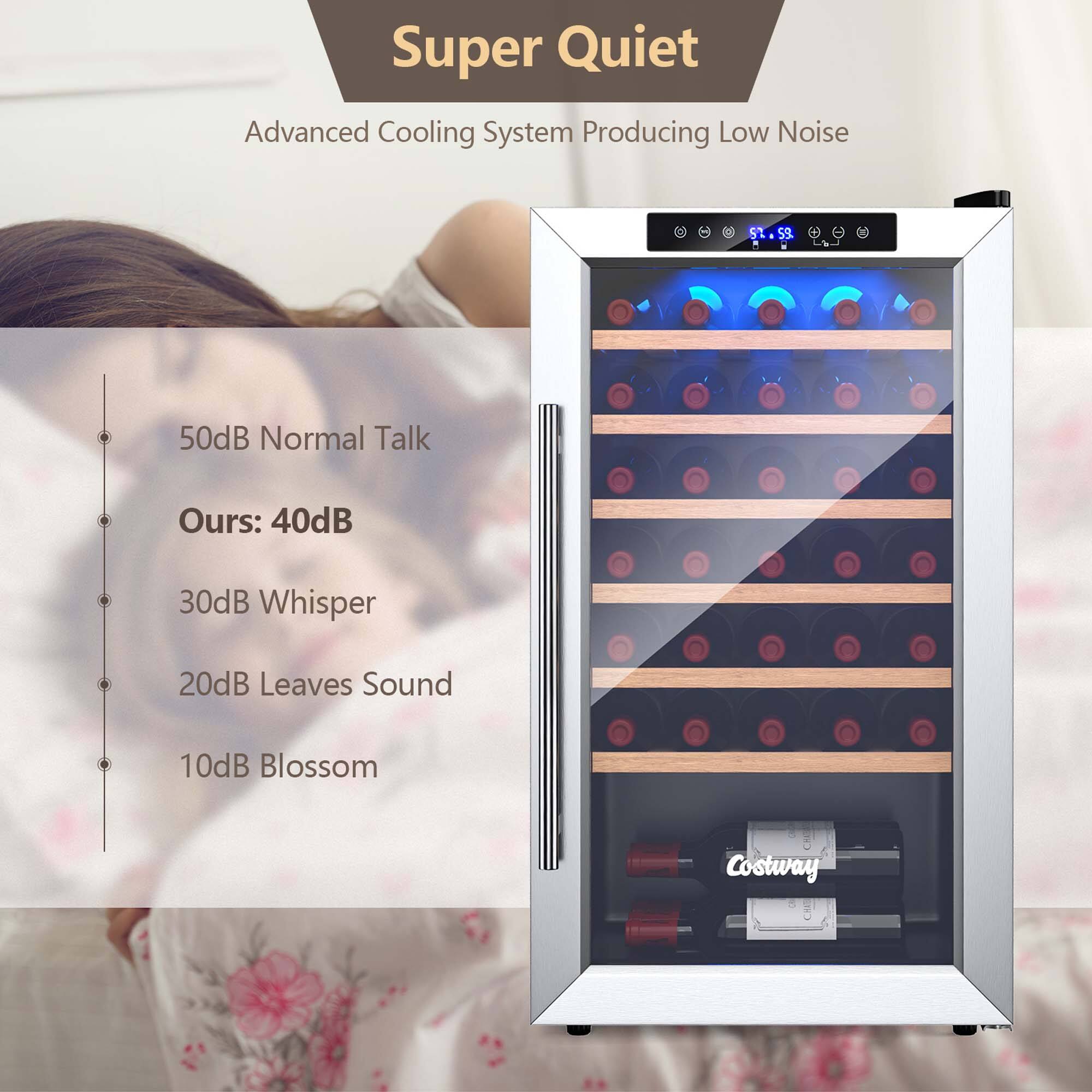 Super Quiet  
Advanced Cooling System Producing Low Noise  

50dB Normal Talk  
Ours: 40dB  
30dB Whisper  
20dB Leaves Sound  
10dB Blossom  

Costway