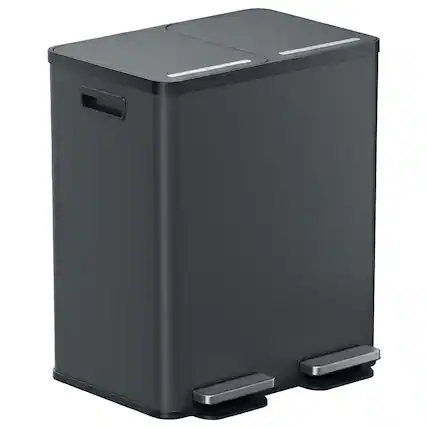 Front. iTouchless - iTouchless 16 Gallon Kitchen Dual Trash & Recycling Bin with AbsorbX Odor Filters - Gray.
