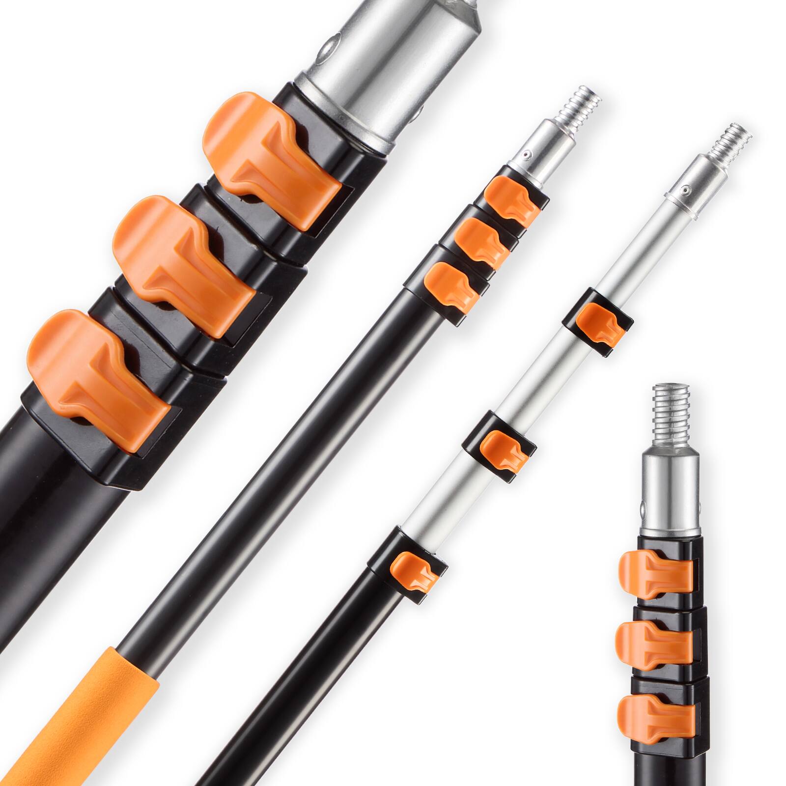 Front. VEVOR - Telescopic Extension Pole, 3.8-12 FT Multi-Purpose Extendable Pole, Sturdy Aluminum Alloy Paint Pole Extension - Silver;Black;Orange.