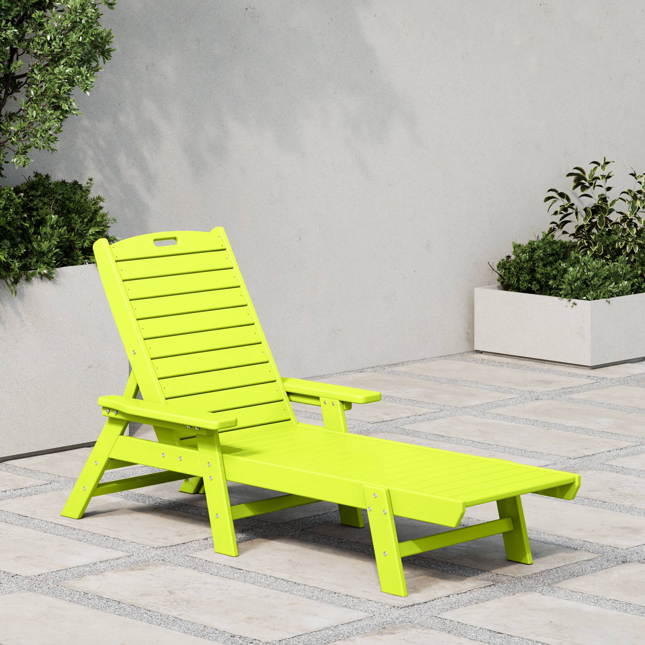 Angle. WestinTrends - WestinTrends Malibu Poly Reclining Chaise Lounge - Lime.