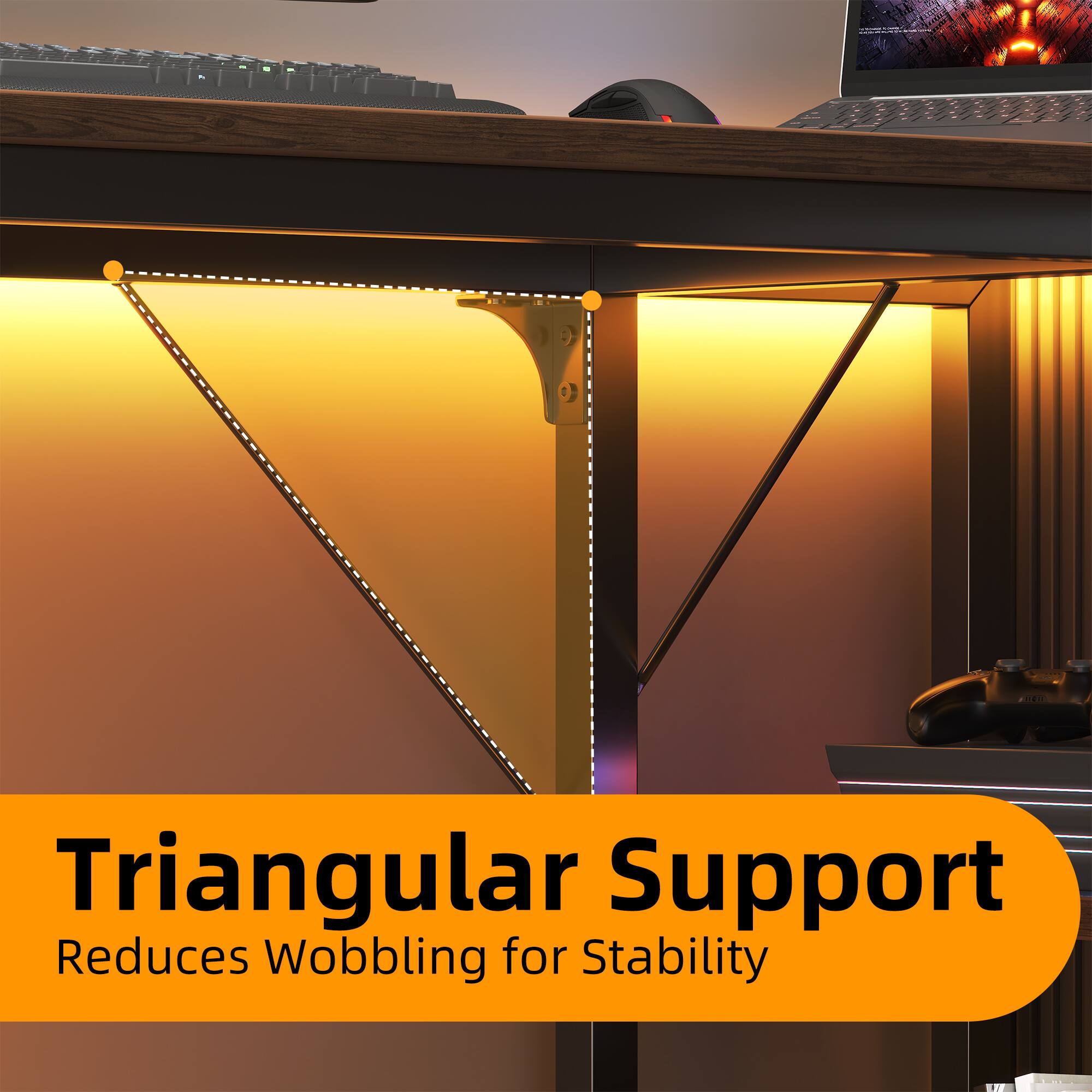 Triangular Support Reduces Wobbling for Stability