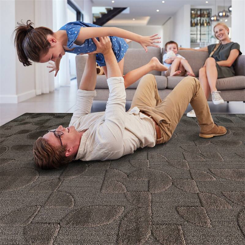 Alt View 2. HTUTWOO - High-Low Indoor Area Rug - 5'3''x7'6'' Geometric Non-Shedding Carpet, Bohemian Style, Living Room Bedroom Kitchen - Brown.