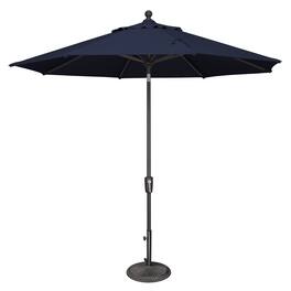 Mondawe - 9' Octagon Patio Umbrella Push Button Tilt Black Frame - Navy