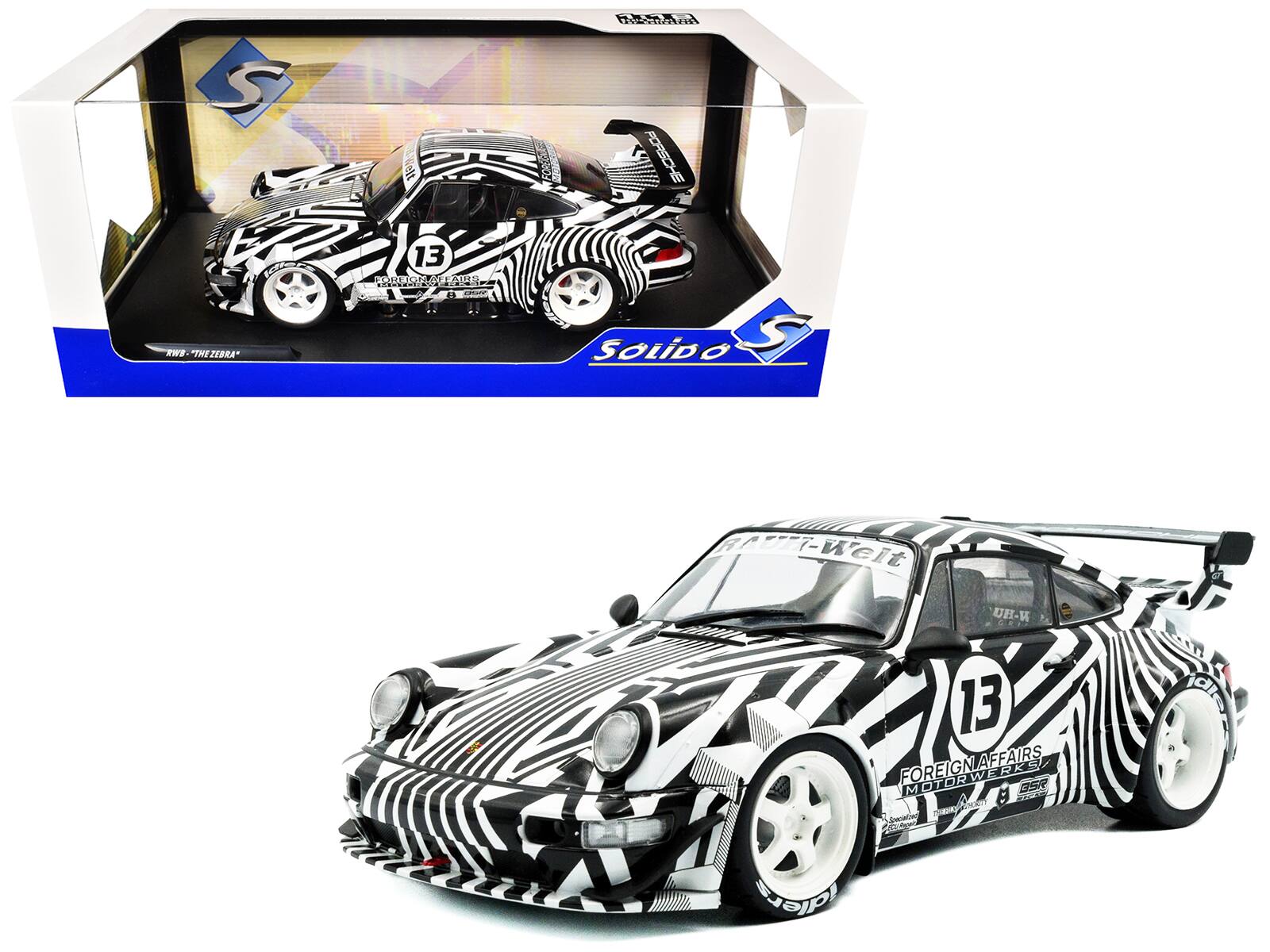 "2022 RWB Bodykit #13 ""The Zebra"" Black and White Striped 1/18 Diecast Model Car by Solido" price history on PriceWatchPro