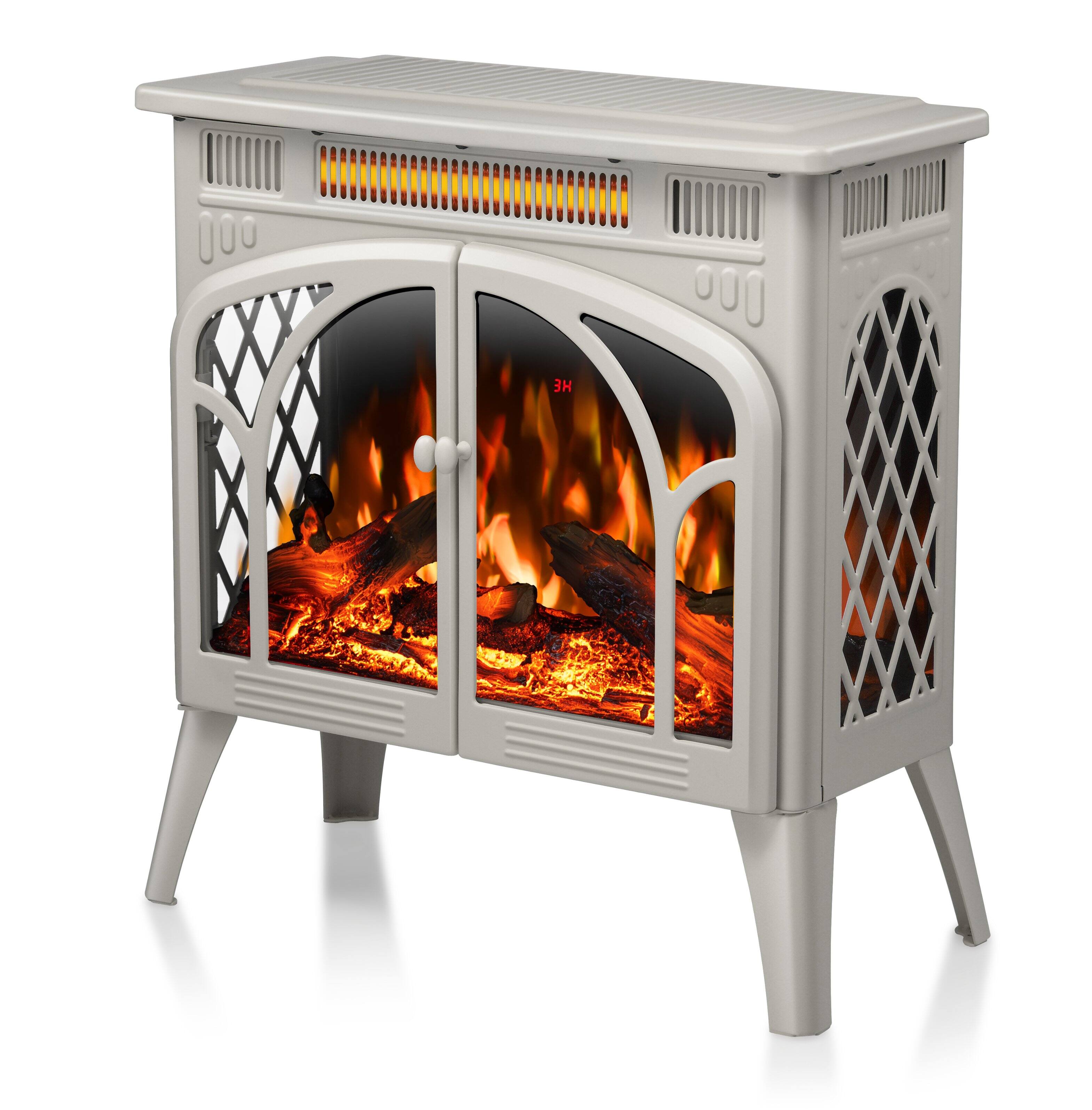 Alt View 2. Bestier - Electric Fireplace Heater 24.25" with Remote, Adjustable Brightness and Heating Mode, Flame Effects & Log Colors, Beige - Beige.