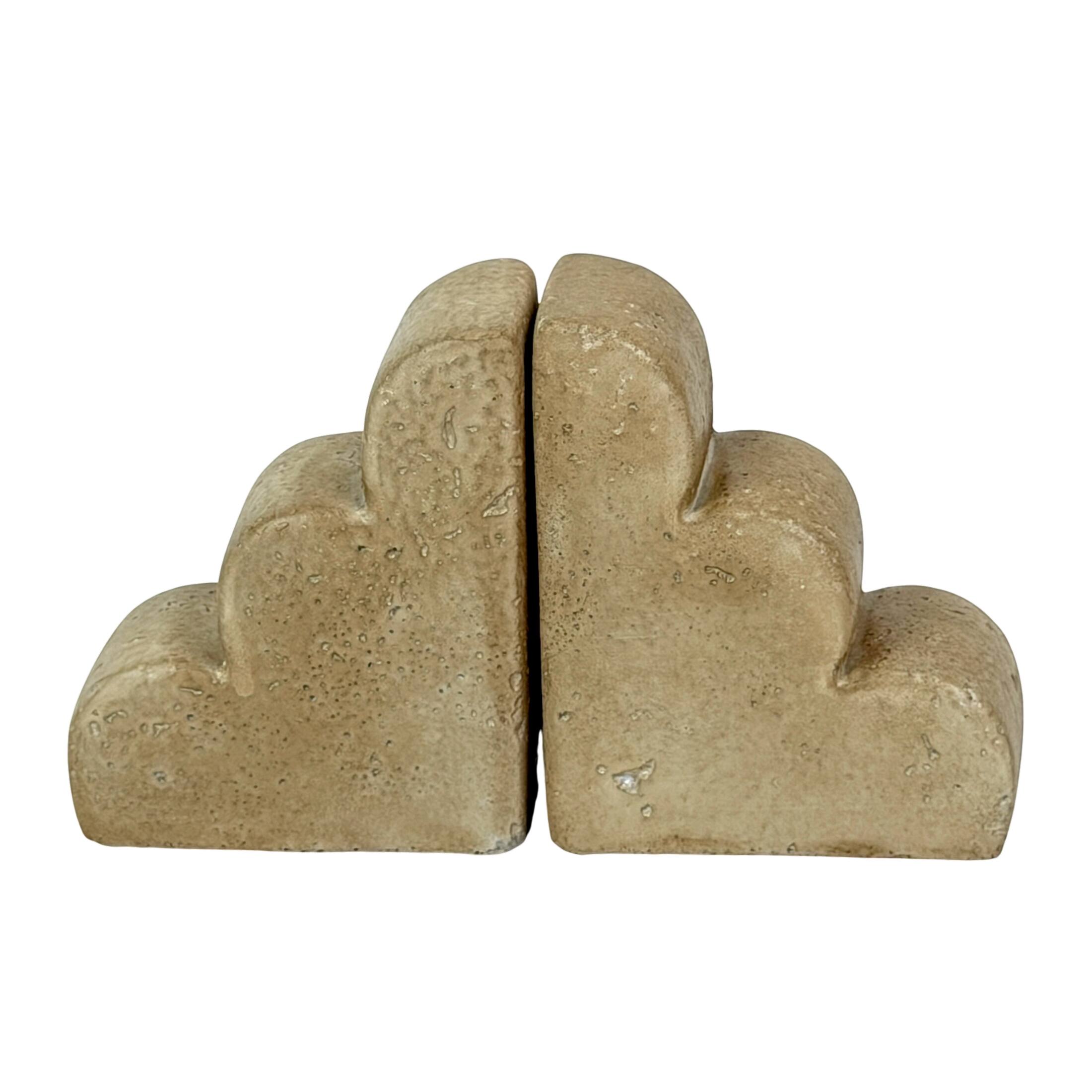 Alt View 1. Things2Die4 - Decorative Cement Scallop Edge Bookends Set of 2 Beige Matte 7.75 Inch Wide - Beige.