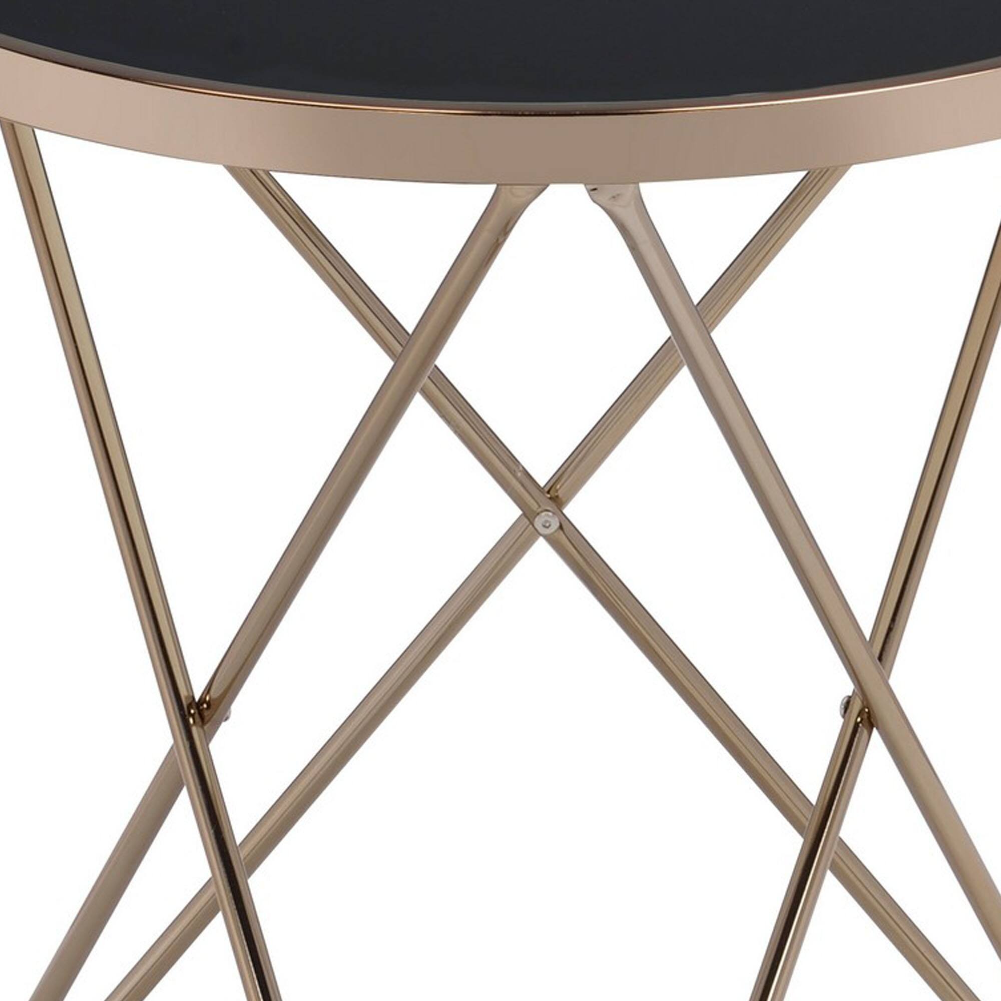 Alt View 2. Manhattan Lane - Valora End Table - Black Glass & Gold.