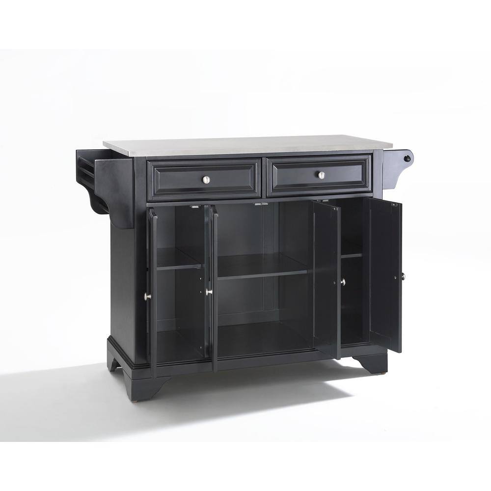 Angle. Crosley Furniture - Lafayette Stainless Steel Top Full Size Kitchen Island/Cart - Black.