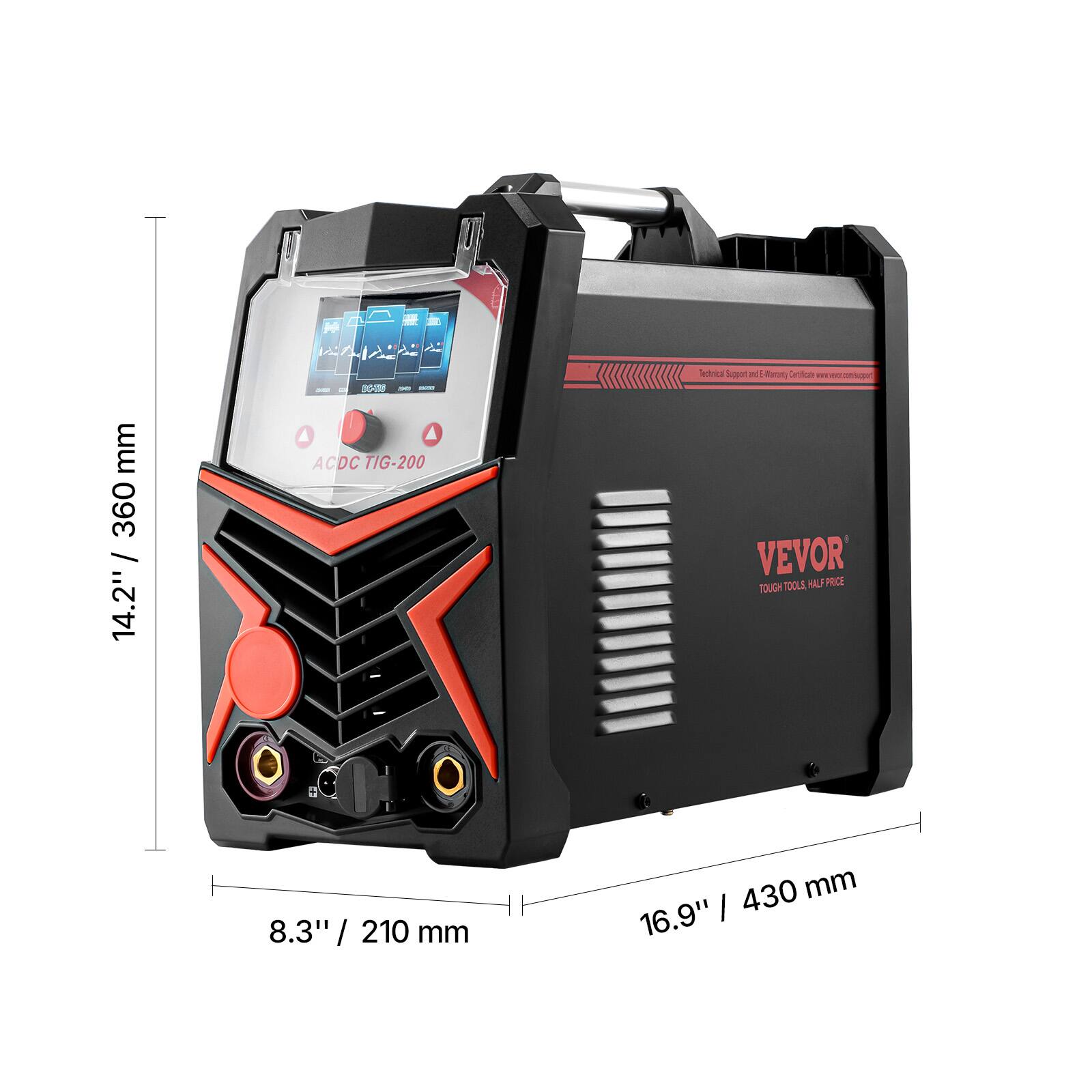 SC-IY - ebed Lt D iaraily Certlca . - - - mm 360 / 14.2" ACDC TIG-200 VEVOR TOOLE N PRICE TOUGH 8.3" / 2 / 210 mm 430 mm 16.9"