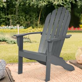 Costway - Outdoor Adirondack Chair Accent Chair Solid Wood sturdy Patio Garden Deck Furniture - Gray