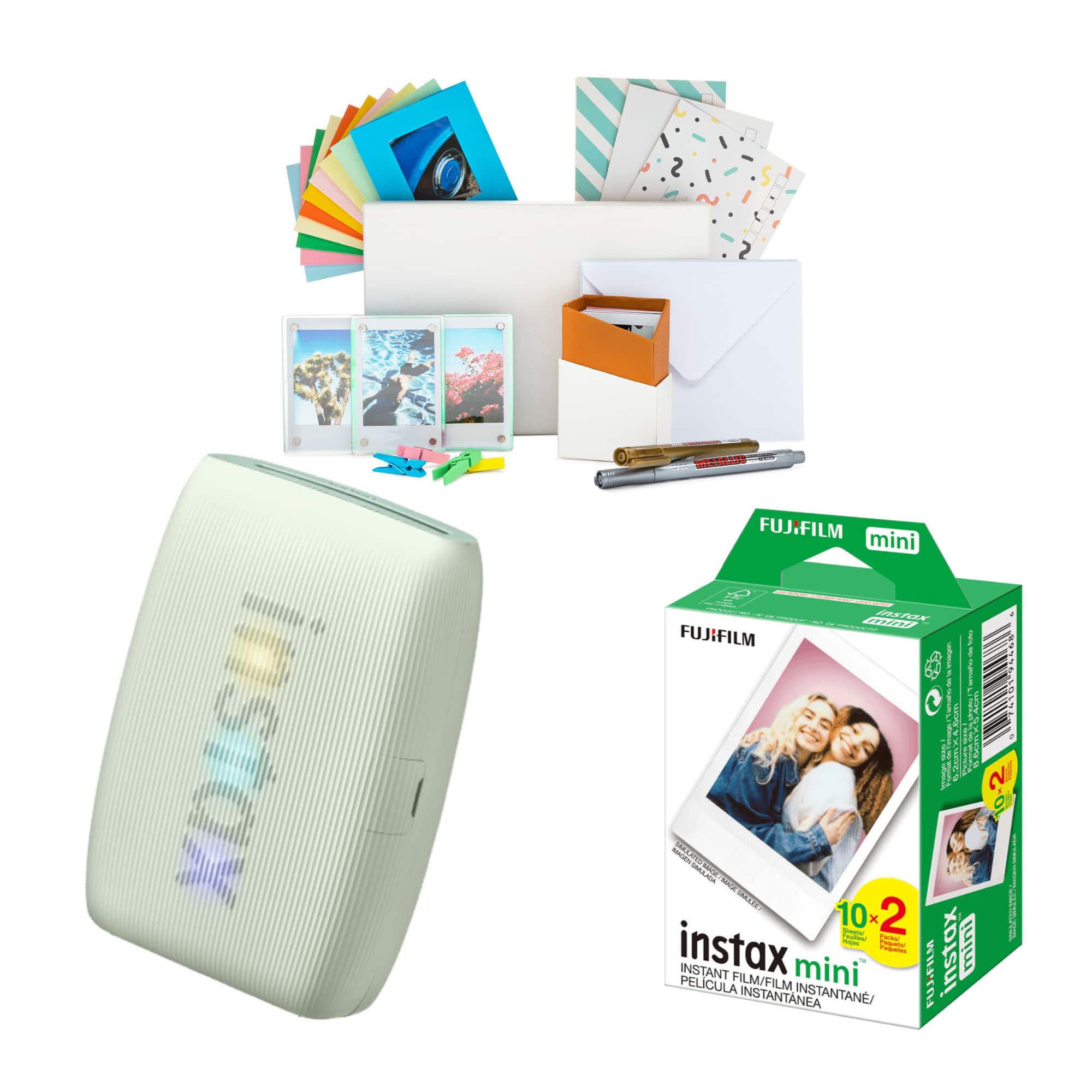 Fujifilm - Instax Mini Link 3 Compact Smartphone Printer Sage Green Bundle