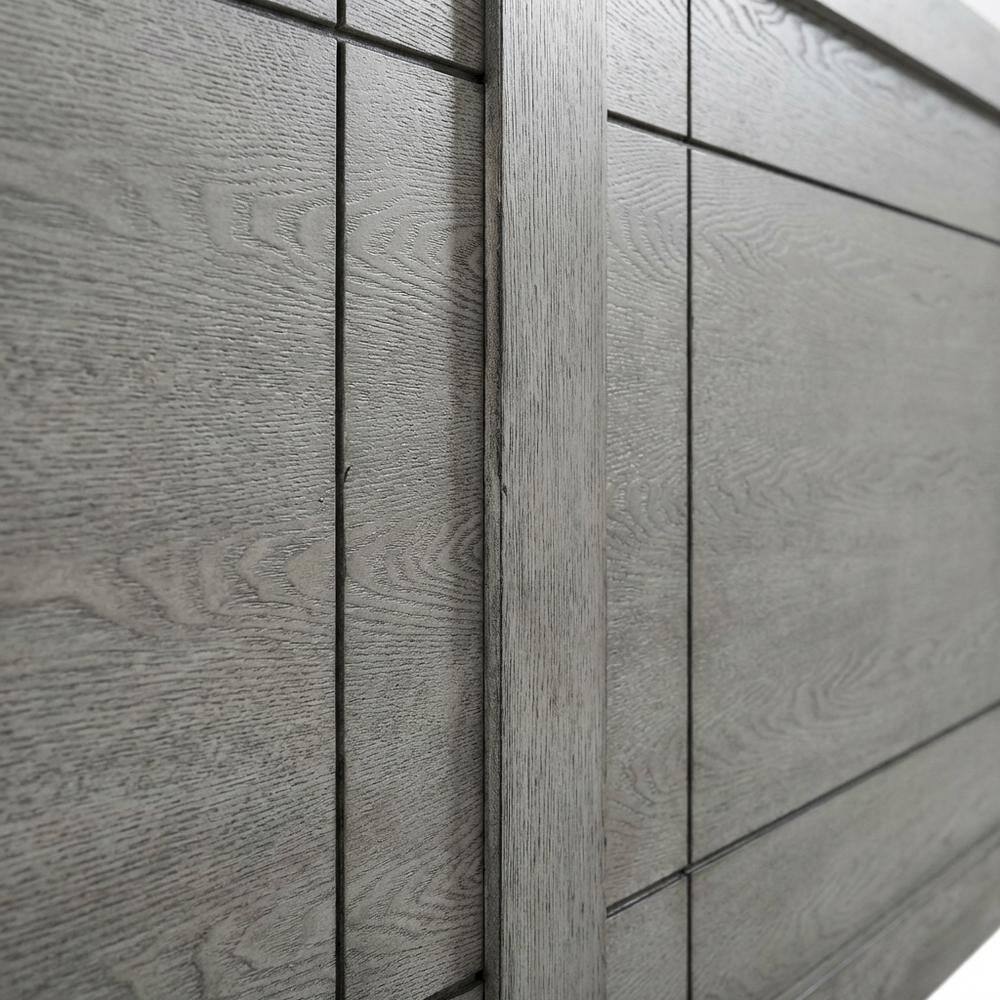 Back. FurniFact - Wood Full Headboard with Classic Design for Comfortable Bedroom Upgrade - Gray.