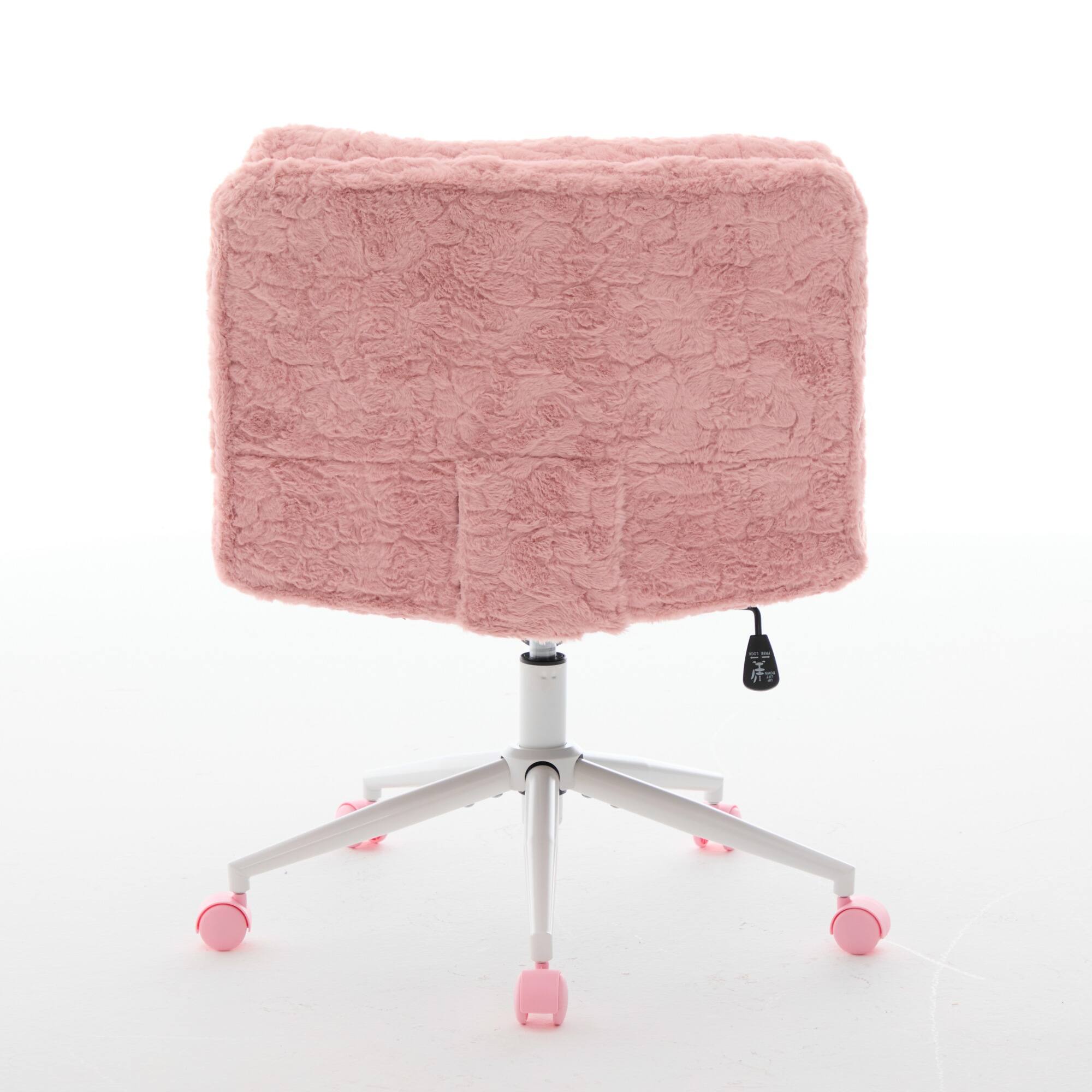 Alt View 5. GOODSILO - Extra Wide Plush Faux Fur Office Chair with Adjustable Height and 360-Degree Swivel for Home Workspace - Pink.